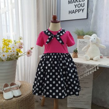 Váy xuân hè bé gái cổ nơ size 2-6 